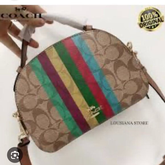 COACH Serena Satchel Crossbody Bag In Signature Canvas With Stripe C5642 - Picture 6 of 12